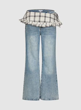 UR国内代购2026春季女装都市时髦裙片设计设计牛仔长裤UYU860071