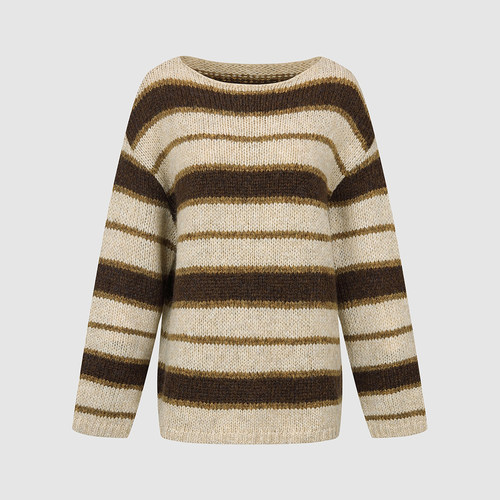 UR国内代购2026冬季女装休闲复古撞色条纹肌理针织衫UWM960135