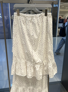 UR国内代购2025春季女装波嬉风拼接蕾丝碎花松紧腰半裙UYL550022