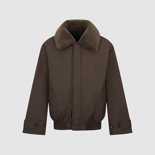 UR国内代购2025冬季男装琥珀流光风复古毛领松紧腰棉服UMF150114