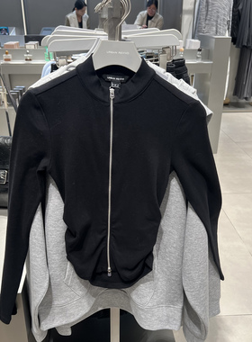 UR国内代购2025冬季女装休闲气质立领拉链褶皱修身外套UWM150134