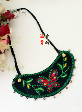 民族工艺品特色项链韵味手工绣片项链毛衣链媚草西多福韦迷你餐具