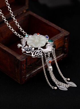 纯银时尚风百搭毛衣链流苏吊坠