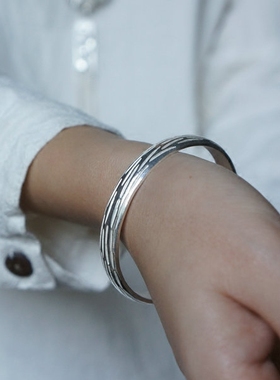 民族风实心复古原创银手镯