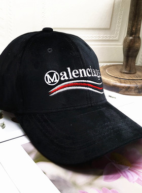 新品秋季冬季男女酒红丝绒弯檐墨绿色圆顶休闲刺绣字母黑色棒球帽