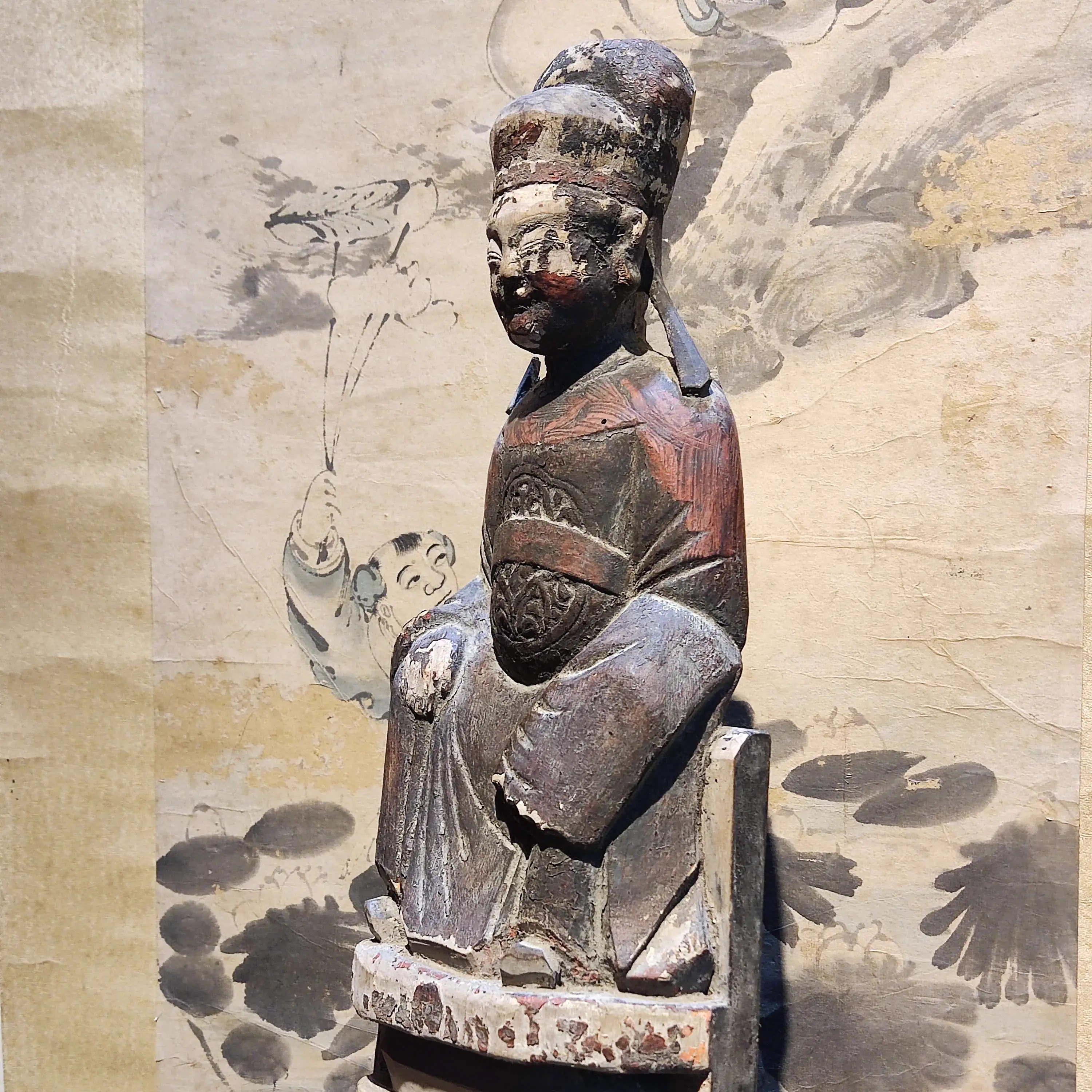 古怿堂 明清老木雕道家老造像文运 清代文昌（梓潼）帝君木雕造像