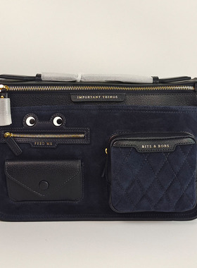 ANYA安雅邮差可爱眼睛通勤单肩包手提包公文包男女包真皮头层牛皮