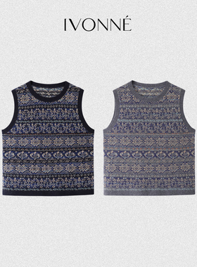 IVONNE｜费尔岛系列 2025秋冬 100羊毛 经典休闲套头针织背心女