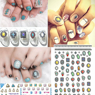 美甲3D背胶宝石贴花 日系复古金属裂纹石光疗指甲贴纸 日系同款