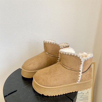 厚底增高2025冬季新款时尚休闲ins复古英伦风百搭加绒保暖雪地靴