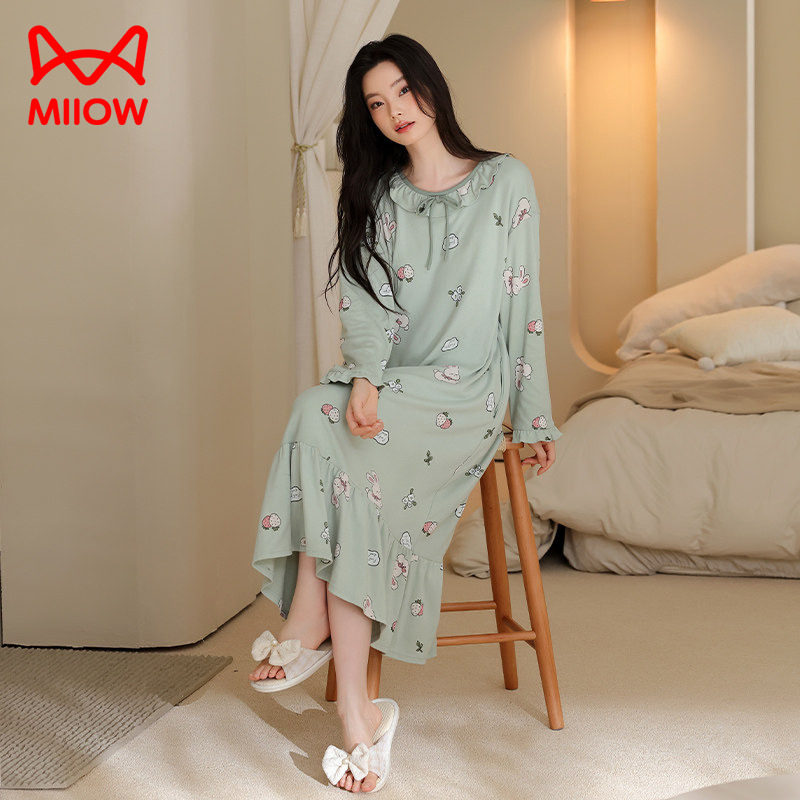 纯棉女士睡裙秋季天全棉连衣裙子
