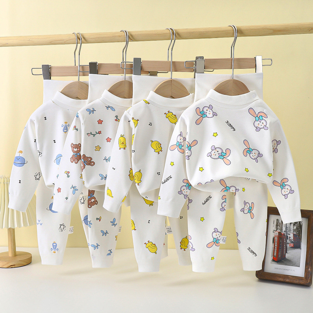 婴幼儿纯棉高领高腰套装儿童秋冬季高领内衣小童秋衣裤新生儿衣服