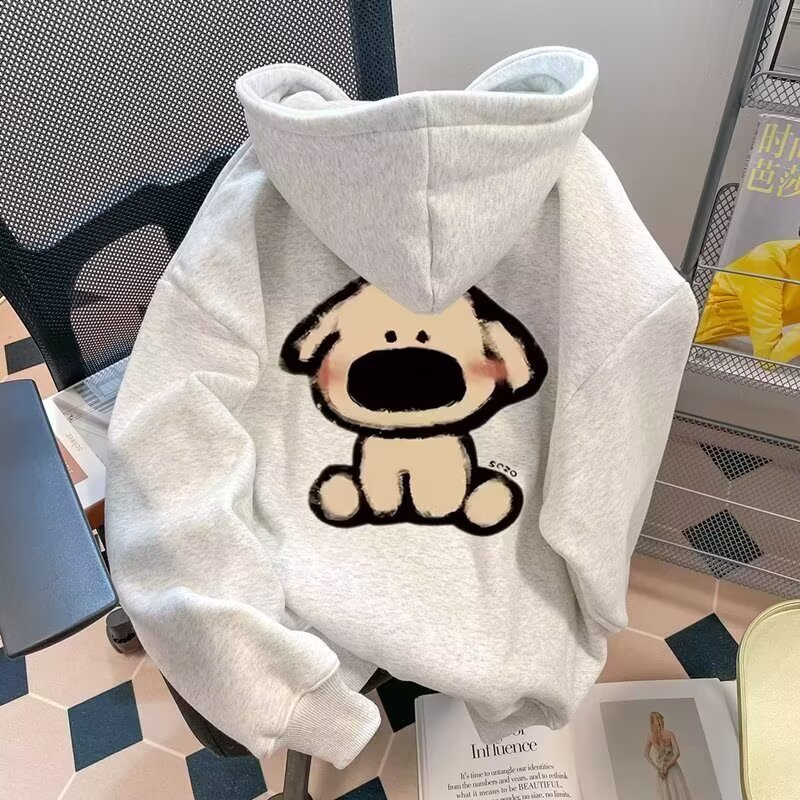 套头卫衣冬季新款女子运动加绒宽松休闲连帽外套新款潮流原宿慵懒