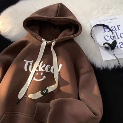 美式高街刺绣卫衣男秋冬季加绒加厚重磅冷淡系高级感潮牌连帽外套