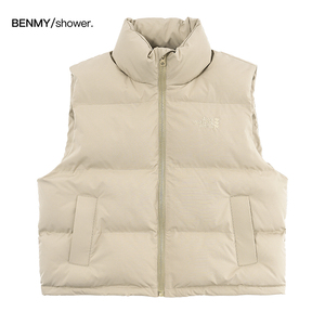 benmyshower国潮立领高领棉马甲时尚潮牌男女同款背心情侣秋冬季