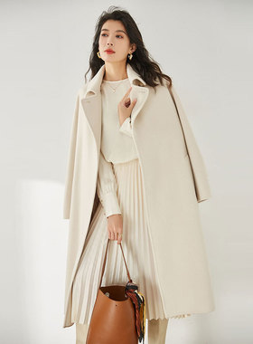 盛宏冬新简约帅气关门领一粒扣宽松顺滑羊毛中长款大衣女13566