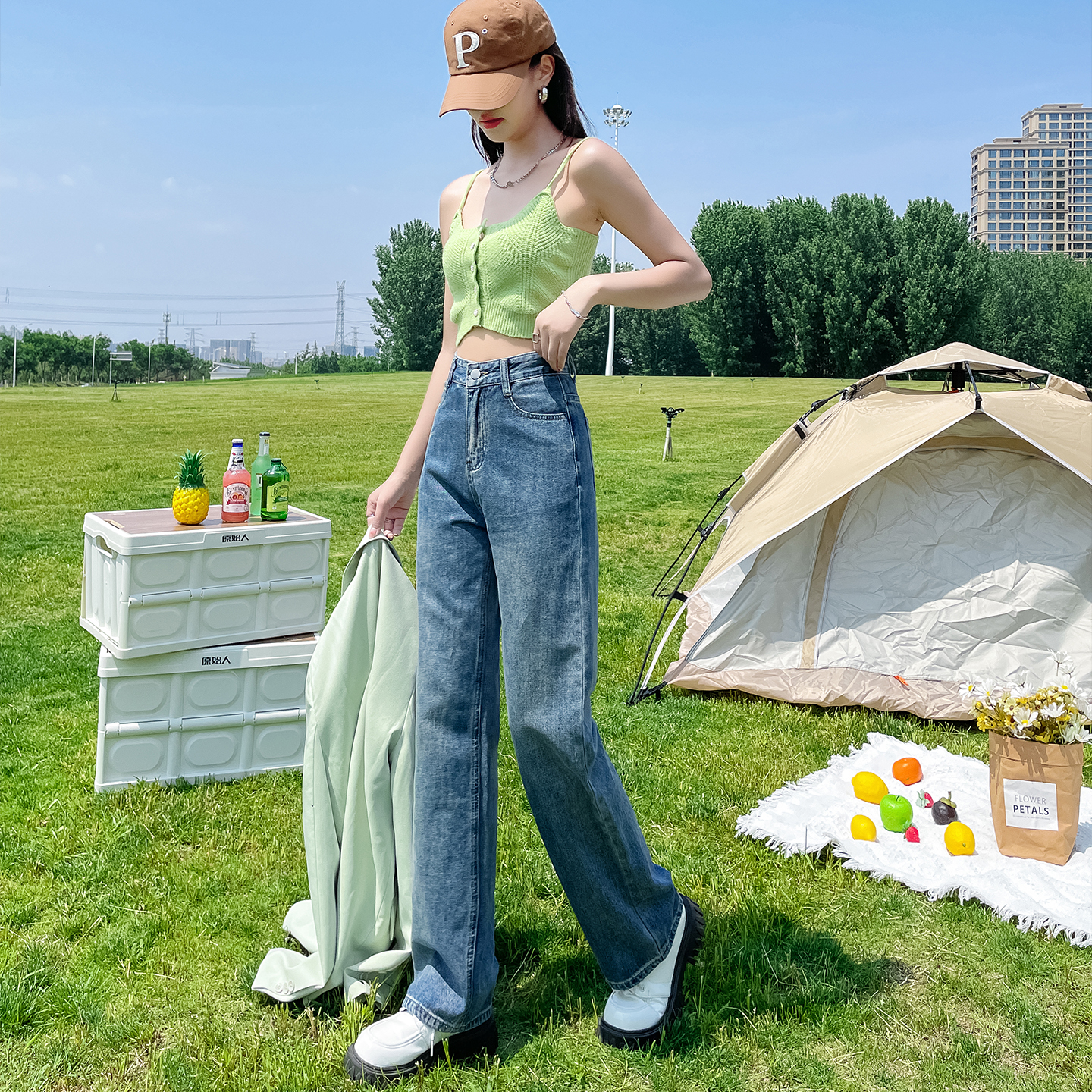 美式复古直筒牛仔裤高腰窄版女士早春秋季2025新款阔腿九分长裤子