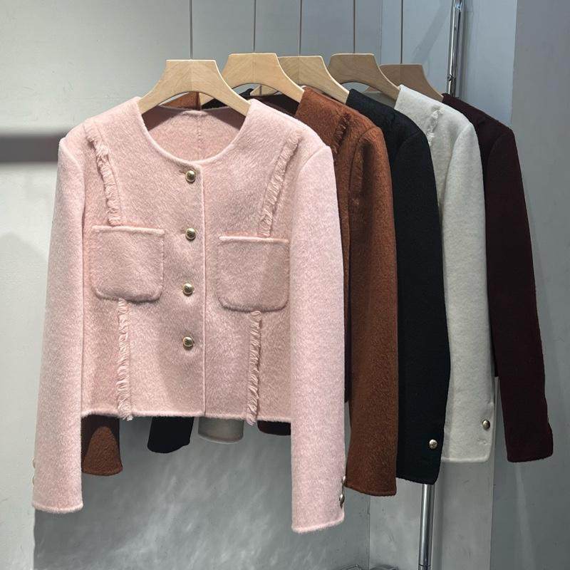 100%超细澳洲绵羊毛短款双面羊绒大衣女新款毛须边小香风毛呢外套,女装/女士精品,毛呢外套,淘宝优惠券,粉丝福利购,淘宝优惠卷