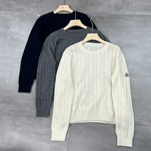 2025冬季 打底衫 新款 圆领刺绣麻花针织衫 山羊绒毛衣潮 时尚 欧货女装