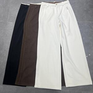 欧货2024冬季新款高腰毛边大女主显瘦加绒阔腿西装休闲裤86826