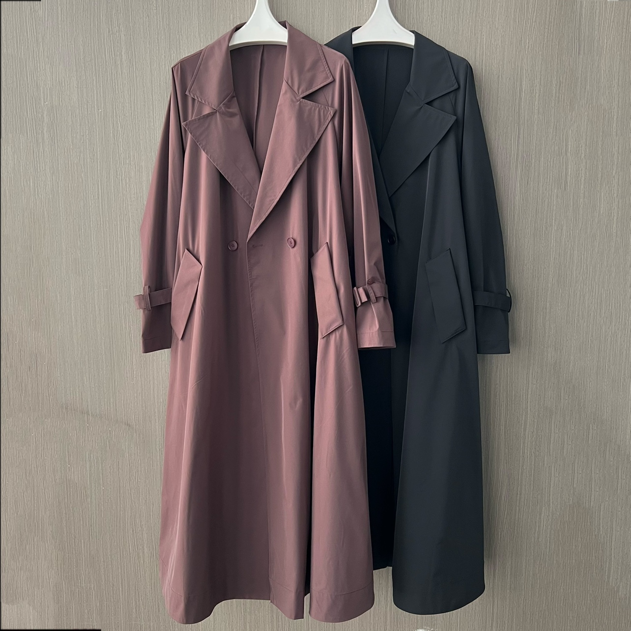 时尚翻领极简风通勤收腰薄款风衣