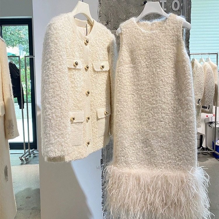 高端气质小香风冬季外套连衣裙女套装新款百搭显瘦法式名媛两件套,女装/女士精品,时尚套装,淘宝优惠券,粉丝福利购,淘宝优惠卷