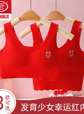 浪莎本命年红色少女文胸12岁女童青春发育期小背心透气学生内衣DT