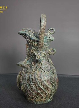 仿古青铜器鸟形提梁卣艺术品展览家居摆件古典装饰礼品和尊工艺