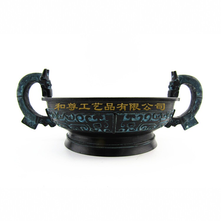 包邮仿古青铜器双龙盘纯铜工艺品家居摆件古典装修送朋友礼品纪念