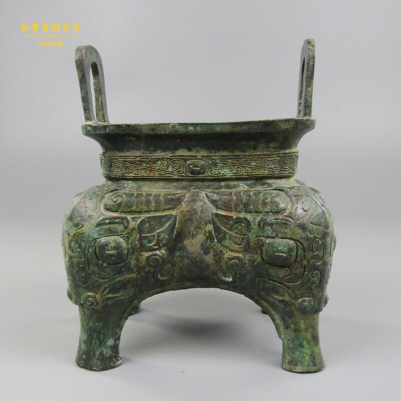 仿古青铜器方鼎家居摆件工艺礼品开业青铜斝古典装饰大厅公司