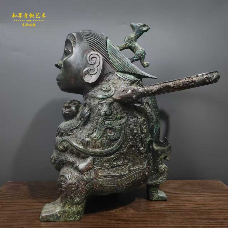 仿古青铜器提梁卣博物馆复制家居摆件古典装饰礼品和尊工艺放大厅