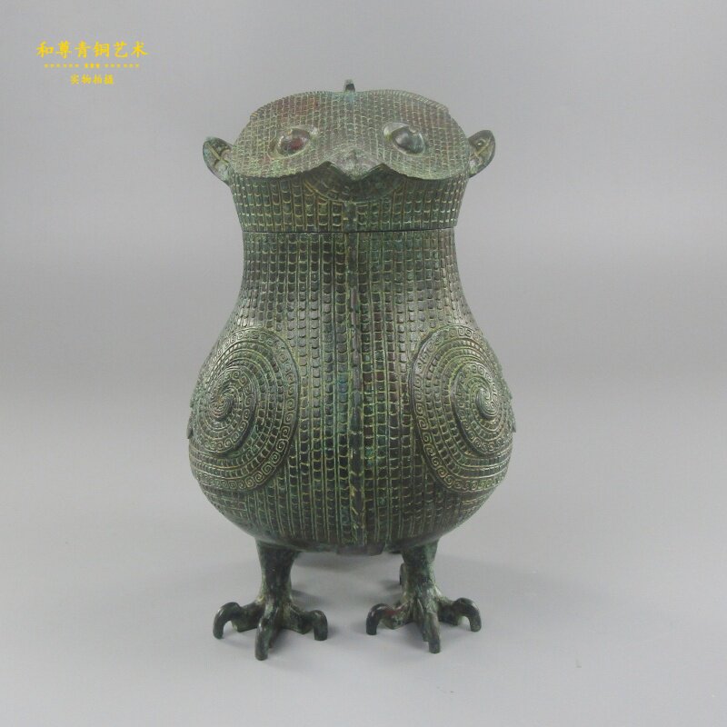 仿古青铜器鸟尊家居摆件工艺礼品开业古典装饰公司大厅书房展览