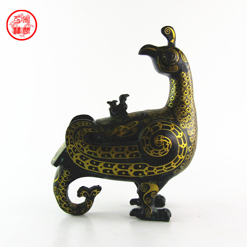 包邮错银晋侯鸟尊仿古青铜器家居摆件装饰礼品工艺品办公室装修