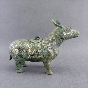 彷古青铜器错银牺尊铜兽摆件工艺品包邮家居礼品貔貅招财公司装饰