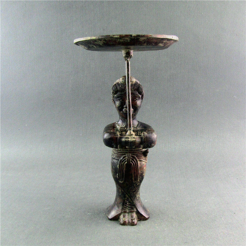 上海仿古青铜器宫女灯台大号家居摆件古玩艺术古典装饰品公司礼品