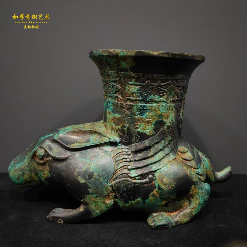 仿古青铜器兔尊家居摆件