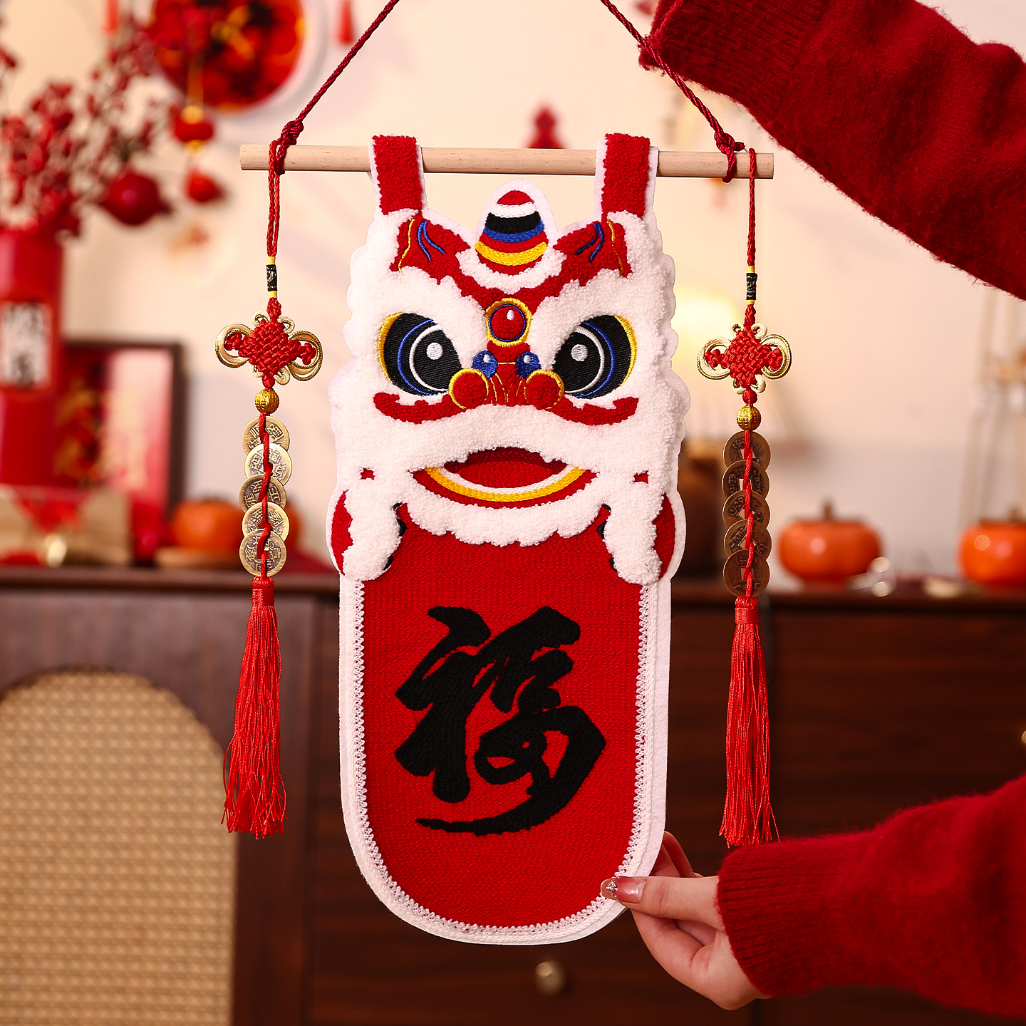 2026年新款马年醒狮挂件春节装饰