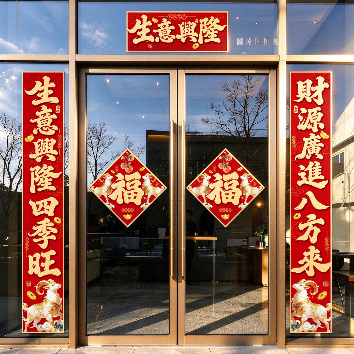 新年装饰对联2027新款生意兴隆春联羊年公司商场商铺开业大门门贴