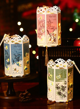 过新年灯笼古风花灯儿童手工diy材料包手提发光宫灯挂饰2026新款