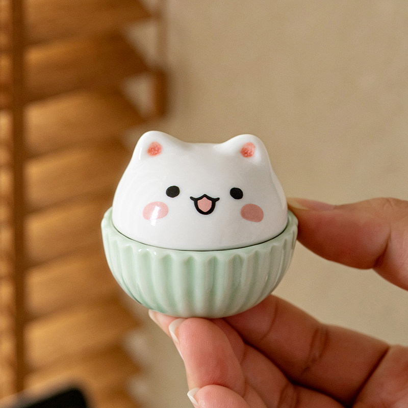 ins萌趣猫咪陶瓷密封茶叶罐图片