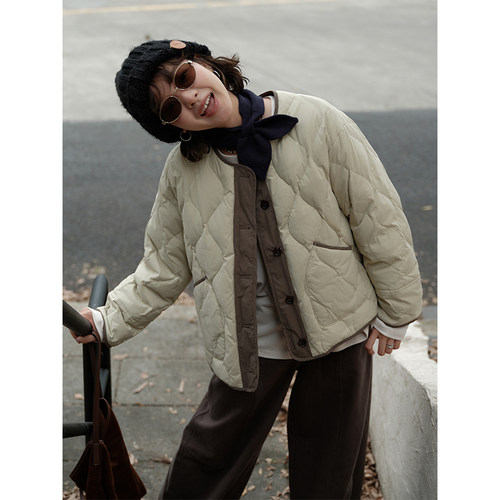 【现货】Botanique植物学“抹茶海盐”90白鸭绒两面穿珩线羽绒服