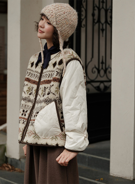 Botanique植物学“假两件”摇粒绒拼接新雪丽棉服