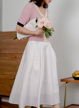 【现货】Botanique植物学“一朵白云”法式少女透气棉质半身A字裙