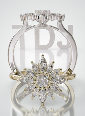 壹钻18K金轻奢璨群镶定制婚戒