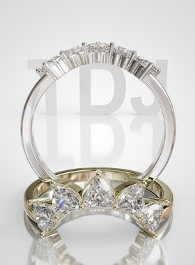 18K金爱心皇冠排戒女小众精致弧形叠戴指环轻奢尾戒支持来图定制