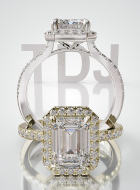 壹钻18K金祖母绿轻奢定制订婚戒