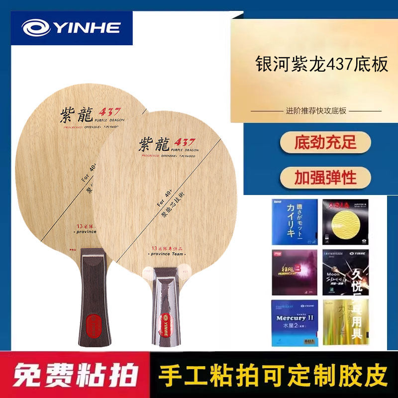 银河乒乓球拍底板紫龙437s中考试训练手工粘拍专业DIY定制套餐