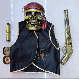 2021万圣节舞会表演道具海盗装扮服装五件套面具洋枪望镜罗盘表新