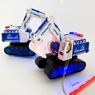 中秋元宵儿童礼物手提灯笼工程车挖掘机警车电动挖土机变形机器人