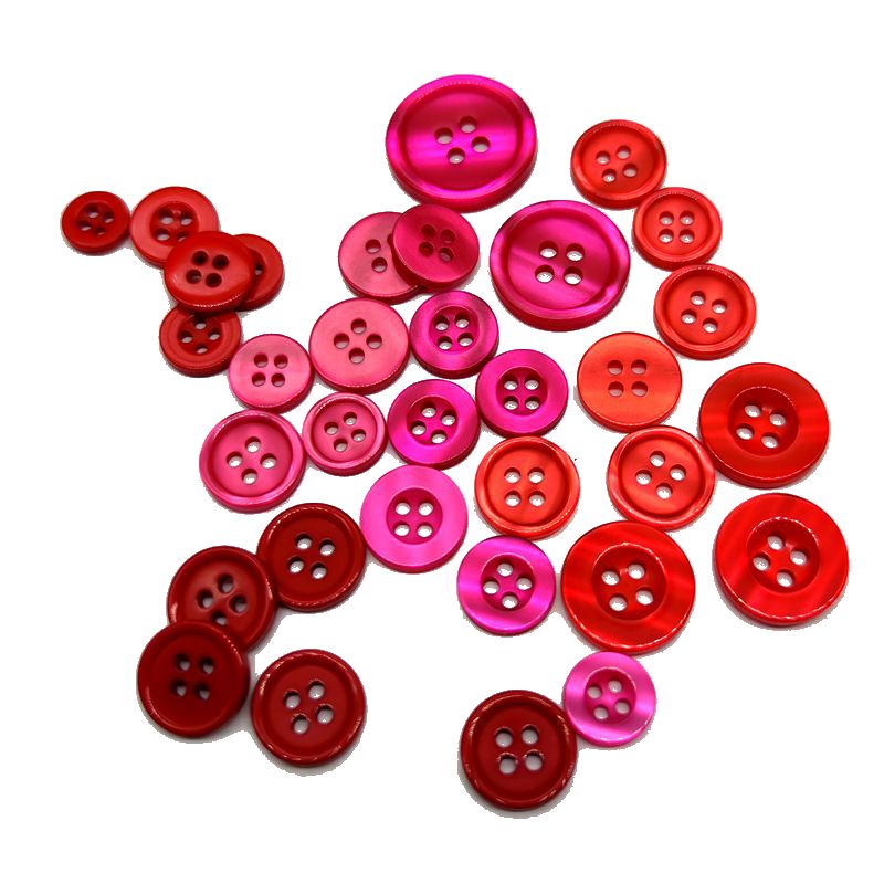 大红色四眼衬衫纽扣子珠光玫红